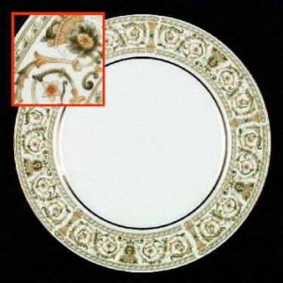 Royal M Mita Regency Dinner Plate, Fine China Dinnerware   Green & Yellow Scroll
