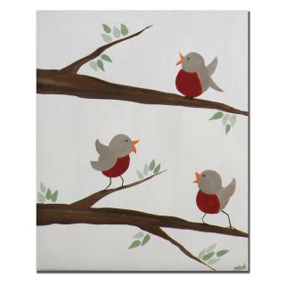 Trademark Global Inc Red Robins III Canvas Art by Nicole Dietz Multicolor  