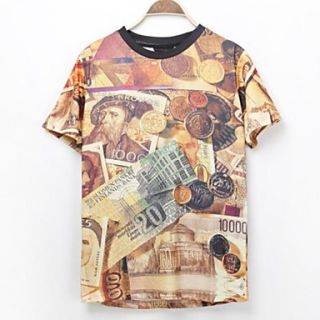 Mens 3D Series French Money Printing with Short Sleeves T Shirt