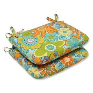 Pillow Perfect Outdoor Glynis Floral Rounded Corners Seat Cushion (set Of 2) (Blue/orange/yellowClosure: Sewn seam closureUV Protection: Yes Weather Resistant: Yes Care instructions: Spot clean or hand wash Dimensions: 18.5 inches long x 15.5 inches wide 