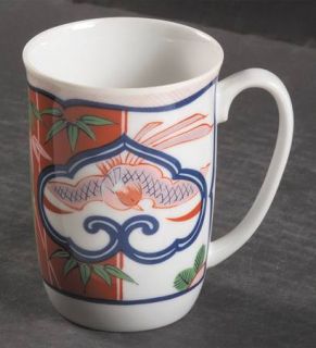 Georges Briard Heirloom Mug, Fine China Dinnerware   Orange Flowers,Blue Scrolls
