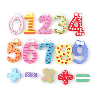 Funny Math Symbol Wooden Fridge Magnets Educational Toy (12 Pack)
