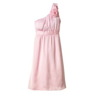 TEVOLIO Womens Satin One Shoulder Rosette Dress   Pink Lemonade   6