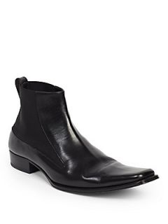 Haider Ackermann Leather Pull On Ankle Boots   Black
