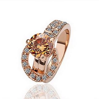 Gorgeous Crystal 18K Gold Plated Wide Rings Shape Fashion Ring
