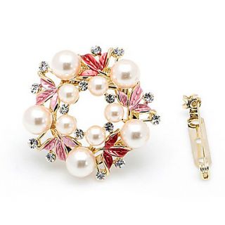 Beautiful Alloy With Rhinestones / Pearls Brooch