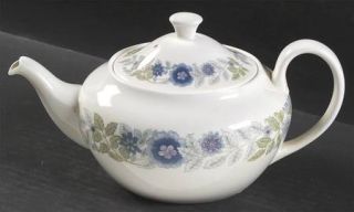Wedgwood Clementine Mini Teapot & Lid, Fine China Dinnerware   Blue/Lavender Flo