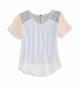 Blush AEO Colorblock Chiffon Shirt, Womens L