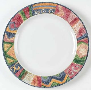 Furio Mesa 12 Chop Plate/Round Platter, Fine China Dinnerware   Multicolor Geom