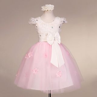 A line Short Cap Sleeve Tulle/Satin Wedding/Evening Flower Girl Dress