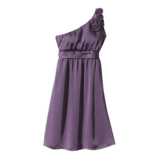 TEVOLIO Womens Plus Size Satin One Shoulder Rosette Dress   Plum Spice   20W