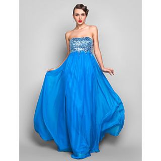 Sheath/Column Strapless Floor length Chiffon And Sequined Evening/Prom Dress (722101)