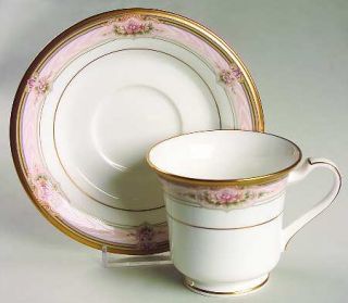 Noritake Romanticize Footed Cup & Saucer Set, Fine China Dinnerware   Bone, Pink