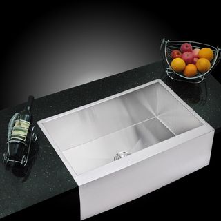 Water Creation 33x21 inch Stainless Steel Apron Front Kitchen Sink With Strainer