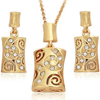 Womens 18K Real Gold Platinum Plated Pendant Earrings Choker Necklace Rhinestone Jewelry Sets