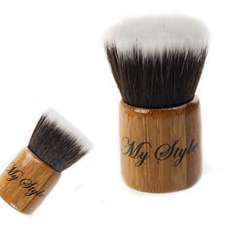 High Quality Synthetic Hair Bamboo Handle Mini Makeup Flat Blusher/ Powder Kabuki Brush