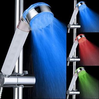 3 Colors Transparent Temperature Controlled LED Light Top Spray Shower Head Bathroom Showerheads