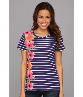 Caribbean Joe S/S Stripe w/ Print Womens T Shirt (Multi)
