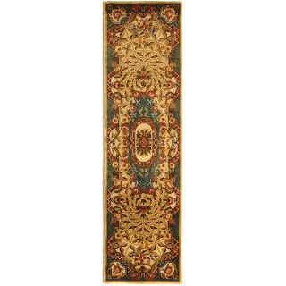 Handmade Classic Empire Light Blue/ Ivory Wool Runner (23 X 8) (IvoryPattern OrientalMeasures 0.625 inch thickTip We recommend the use of a non skid pad to keep the rug in place on smooth surfaces.All rug sizes are approximate. Due to the difference of 