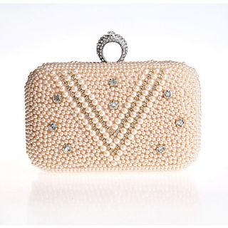 Jiminy Womens Simple Lovely Pearl Evening Clutch Bag(Champagne)