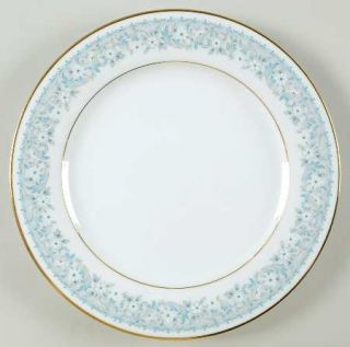 Noritake Iona Salad Plate, Fine China Dinnerware   Blue Scrolls/Flowers,White Fl