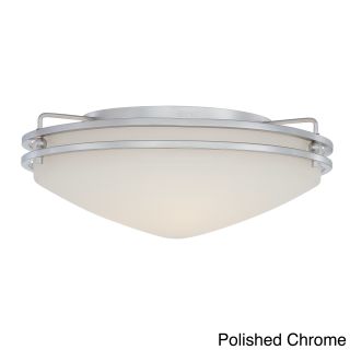 Quoizel Ozark 2 light Flush Mount (Glass Finish: Polished chromeNumber of lights: Two (2)Requires two (2) 100 watt A19 medium base bulbs (not included)Dimensions: 5.5 inches high x 13 inches deep Shade dimensions: 12.5 x 4Weight: 5 poundsThis fixture does