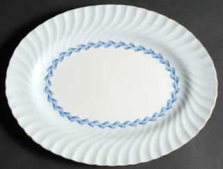 Minton Cheviot Blue 12 Oval Serving Platter, Fine China Dinnerware   Blue Inner