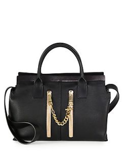 Chloe Smooth and Pebble Leather Shoulder Satchel   Black