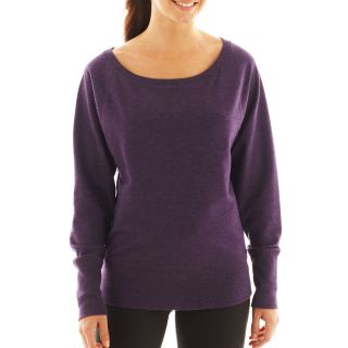 Xersion Crewneck French Terry Sweatshirt   Petite, Purple, Womens
