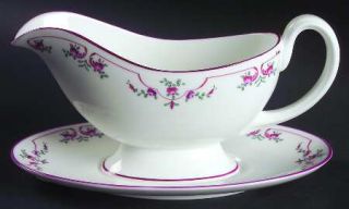 Royal Worcester Petite Fleur (Pink, Smooth) Gravy Boat & Underplate, Fine China