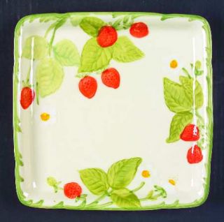 Franciscan Strawberry Fair Square Microwave Tray, Fine China Dinnerware   Emboss