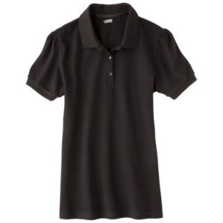 French Toast Girls School Uniform Short Sleeve Fitted Polo   Black S