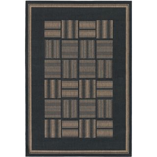 Recife Bistro Black/ Cocoa Rug (76 X 109) (BlackSecondary colors: CocoaPattern: BorderTip: We recommend the use of a non skid pad to keep the rug in place on smooth surfaces.All rug sizes are approximate. Due to the difference of monitor colors, some rug 