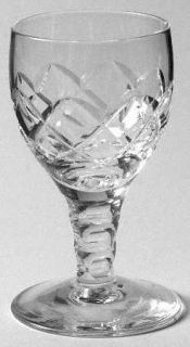 Stuart Beau Cordial Glass   Cut Criss Cross Design On Bowl