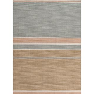 Handmade Flat weave Stripe pattern Green Area Rug (5 X 8)