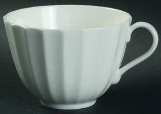 Royal Worcester Warmstry White Flat Cup, Fine China Dinnerware   Fluted Edge, No