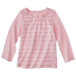 Cherokee Infant Toddler Girls Long sleeve Foil Stripe Tee   Pink 4T