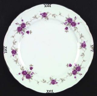 Norleans Caroline Dinner Plate, Fine China Dinnerware   Pink Roses, Aqua & Brown