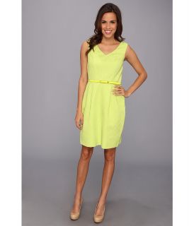 Ellen Tracy Jacquard Fit And Flare With Cutout Back Womens Dress (Green)