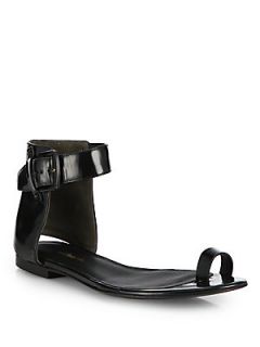 3.1 Phillip Lim Isabela Leather Toe Ring Sandals   Black