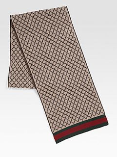 Gucci Diamante Pattern Knit Scarf   Brown
