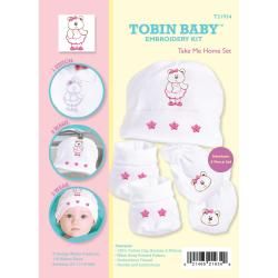 Tobin Baby Bear Take Me Home Set Embroidery Kit fits Newborn (Newborn); wash away printed patterns; embroidery thread; needle; and instructions. Design Bear. Made in USA. )