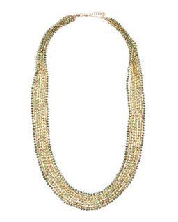 Mixed Strand Crystal Beaded Necklace, Green