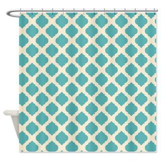 CafePress Aqua quatrefoil pattern on cream Shower Curtain Free Shipping! Use code FREECART at Checkout!