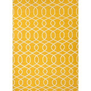 Handmade Flat Weave Geometric Pattern Yellow Rug (2 X 3)