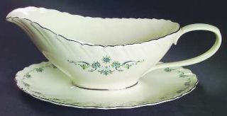 Lenox China Melissa Gravy Boat with Attached Underplate, Fine China Dinnerware  