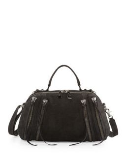 Legacy Top Handle Embossed Leather Shoulder/Satchel Bag, Black