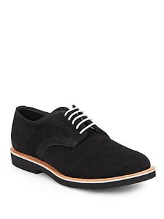 Suede Midi Derby Shoes   Black
