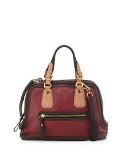 Kendall Tonal Leather Satchel Bag, Cabernet Multi