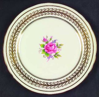 John Aynsley Savoy Salad Plate, Fine China Dinnerware   Rose Center, Large Gold